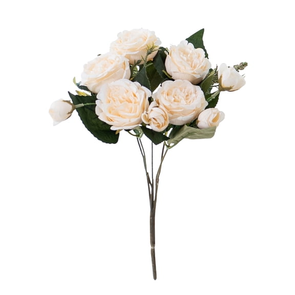 Artificial Peonies Silk Flowers 5 Heads for Valentine's Day Real Touch Spring Faux Penoy with Long Stem Fake Floral Bouquet for Vase Wedding Home Centerpiece Party Table Garden Patio Decor (White)