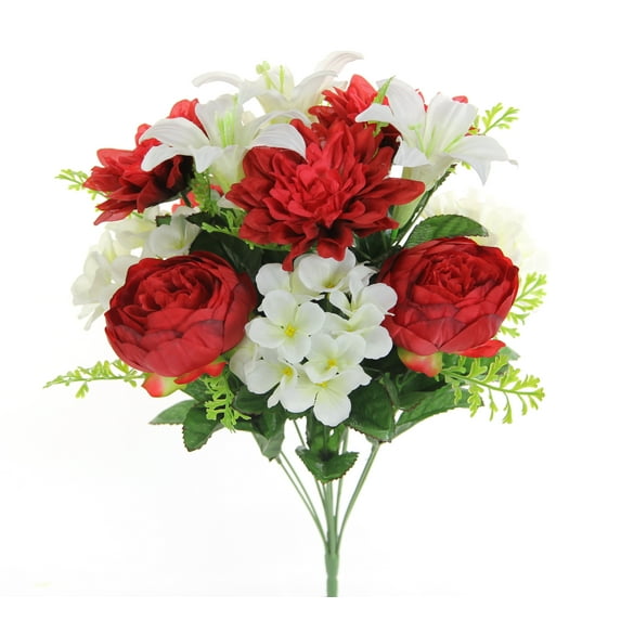 Artificial Peony Dahlia Hydrangea Mix Flower Bush