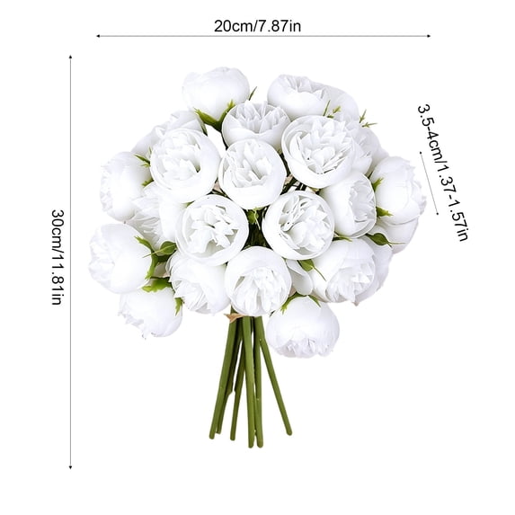 Artificial Peony Flower Bouquet, 27-Head Realistic Faux Floral Arrangement, Bulk Decorative Flowers Suitable For Living Room Table Display, Wedding Events And Farmhouse Style Home Decoration