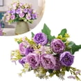 thumbnail image 1 of Artificial Peony Flower Bouquet for Wedding Table Centerpiece,Lifelike Faux Peonies Roses for Home Decor,Elegant Floral Arrangement,Purple,1 Bundle, 1 of 10