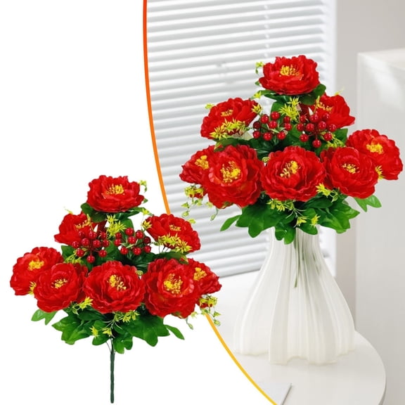 Artificial Peony Flower Stem Fabric Faux Floral Spray For Vase Arrangement Wedding Living Room Decor
