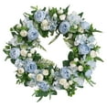 thumbnail image 1 of Artificial Peony Flower Wreath for Spring Handmade Vintage Floral Wreath Garland for Party home and indoor e outdoor Decoration , Blue White, 1 of 1