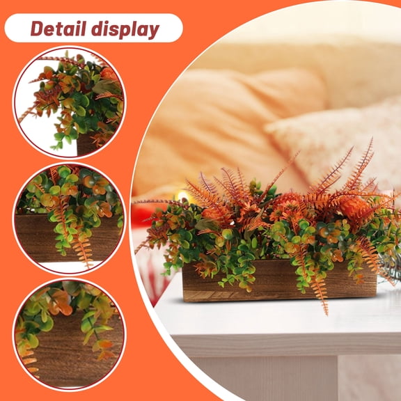 Artificial Peony Flower in Wooden Box Ornament, Silk Peony Bouquet for Home Decoration, Dining Table Centerpiece and Green Plant Decor