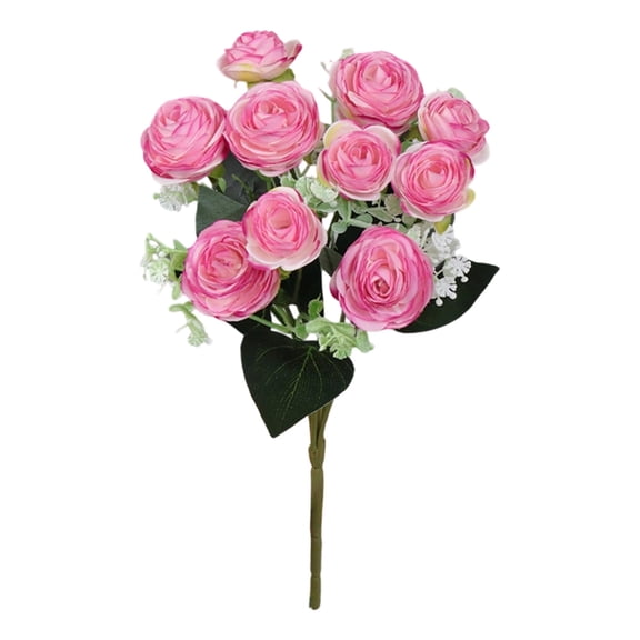 Artificial Peony Flowers Bouquet - 10 Heads Fake Peonies with Greenery,Silk Roses for Wedding Centerpieces,Home Decor,Table Arrangements,Party,Bridal Shower,DIY Floral Crafts - Peach