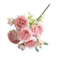 thumbnail image 1 of Artificial Peony Flowers Bouquet 5 Bundles, Fake Silk Roses for Home, Wedding, Party Decoration, Realistic Floral Arrangement, Diy Centerpiece, Light Pink, 1 of 2