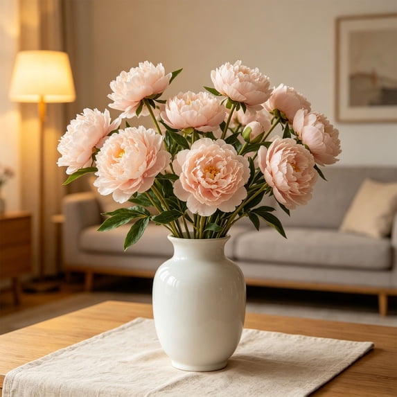 Artificial Peony Flowers Faux Silk Stems with Buds Wedding Home Decor,Orange
