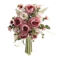 thumbnail image 1 of Artificial Peony Mixed Flower Bouquet, Faux Silk Rose Floral Bundle, Realistic Fake Flower Arrangement, Decorative Artificial Flower Stem for Vase Wedding Party Indoor Farmhouse Home Decor, 1 of 6