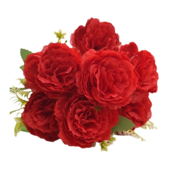 Artificial Peony Rose Bouquet, Oimcto 7 Heads Flower for Home Decor, Wedding Centerpieces & DIY Arrangements, Realistic Layered Petals with Soft Ruffled Edges,. Sturdy Plastic Stems, Red