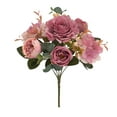 thumbnail image 1 of Artificial Peony Silk Flower Bouquet, Lifelike Deep Pink Bloom for Home Wedding Decor, 1PC (Deep Pink), 1 of 5