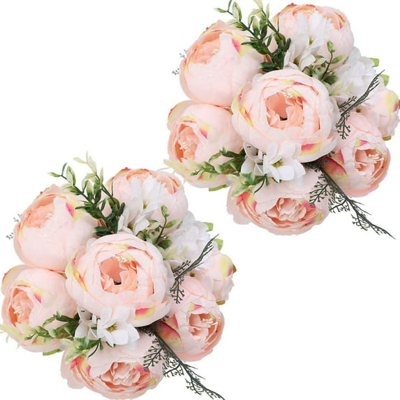 Artificial Peony Silk Flowers Bouquet for Wedding Home Garden Decoration(Dark Red+Pink)