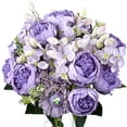 thumbnail image 1 of Artificial Peony Silk Flowers Fake Faux Peony Bouquets Flowers for Wedding Party Bridal Home Decoration Table Centerpieces (Purple, Bouquets), 1 of 5