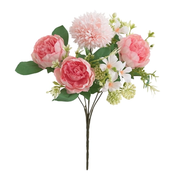 Artificial Peony Stem Small Faux Floral Bouquet Lifelike Bloom For Home Indoor Dining Table Centerpiece Kitchen Wedding Decor