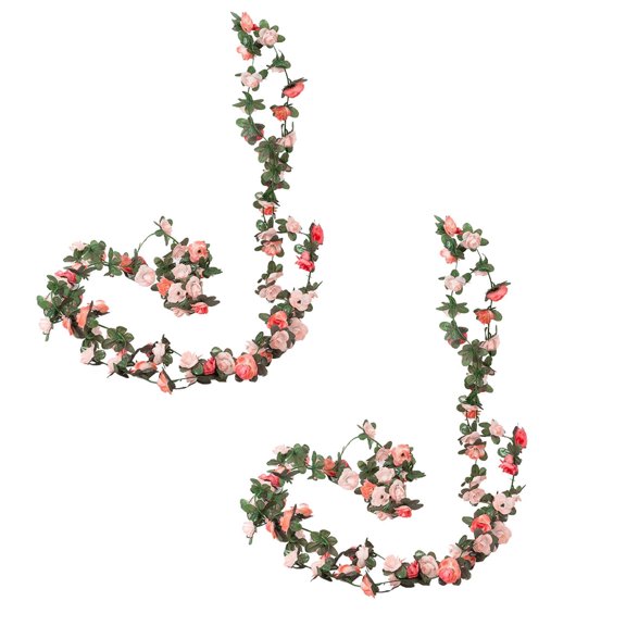 Artificial Peony Vine Flowers Garland Hanging Silk Vine For Wedding Arch Party Garden Home Bedroom Office Wall Art Decoration, 3.5 cm, Pink 2Packs