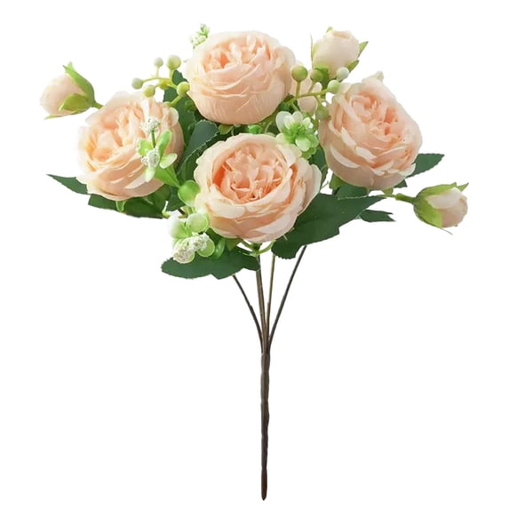 Artificial Peony Wedding Bouquet, Ongmies Small Rose & Persian Peony Artificial Flower Bundle: Ideal for Home & Wedding Bouquet Decorations, Indoor Fake Bouquet