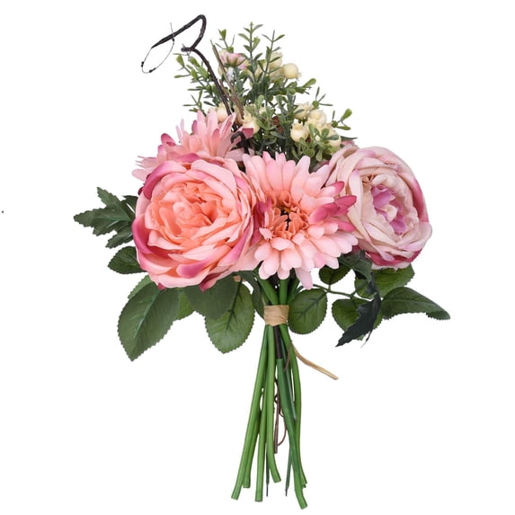 Artificial Peony Wedding Flower Bouquet, Pink Vintage Peony Silk Flowers for Home Kitchen Wreath Wedding Centerpiece Decor