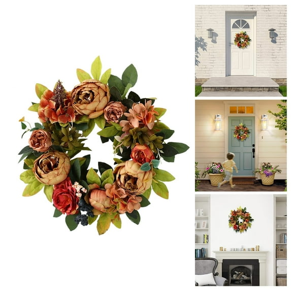 Artificial Peony Wreath for Front Door - Large Pink Floral Spring Wreath with Hydrangea & Eucalyptus - Handmade Wedding Wreath for Porch, Farmhouse, Wall Decor - All Season Home Decoration