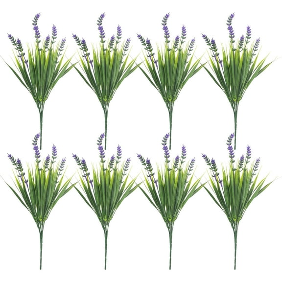 Artificial Peppermint Flowers, Realistic Fake Plants with Pointed Leaf Grass, No Maintenance Simulation Stems for Home Decor, Wedding Arrangements, Set of 8 Pieces