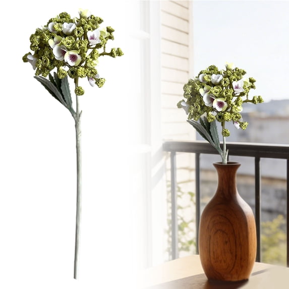 Artificial Perennial Sweet Alyssum Flower Stem 14In Fake Ball Flower for Home Wedding Vase Floral Arrangement Decor (Green)