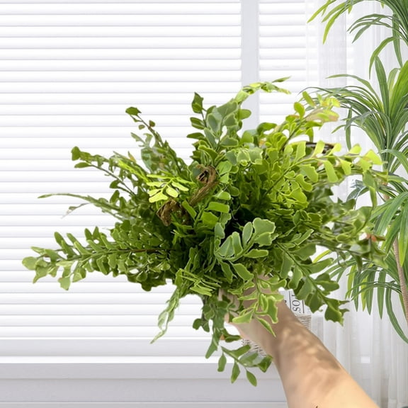 Artificial Persian Grass Fern Leaves - Realistic Small Faux Plants for Home Decor, Office, Wedding - 1 Pack Green Simulated Bouquet