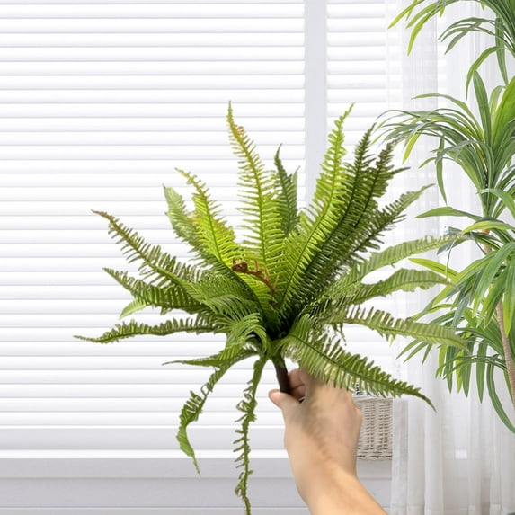 Artificial Persian Grass Fern Leaves - Realistic Small Faux Plants for Home Decor, Office, Wedding - 1 Pack Green Simulated Bouquet