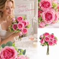 thumbnail image 1 of Artificial Persian Rose Bouquet with 5 Large Blooms and 4 Buds, 12.6 Inch Stems, Pink Silk Flowers for Wedding and Home Decor, Faux Flower Arrangement, 1 of 5