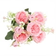 thumbnail image 1 of Artificial Persian Rose Bouquet with 5 Large Blooms and 4 Buds, 12.6 Inches, Pink, for Home Decor and Wedding Decoration, 1 of 5