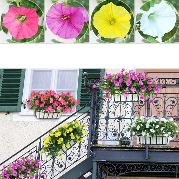Artificial Petunia Flower Pots For Indoor Flowers Decorative Home Party Garden Decoration Fake Plants Decor For The Balcony White Smile Home