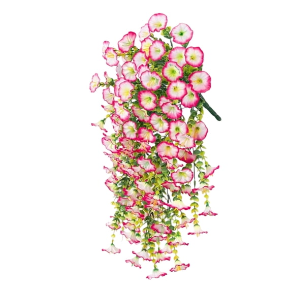 Artificial Petunia Flowers, 2-Piece UV Protected Plastic Hanging Vines, Outdoor Faux Floral Bush For Porch And Patio, Artificial Petunia Flowers For Home Garden And Wedding Decor(Pink)