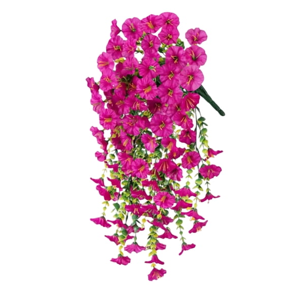 Artificial Petunia Flowers, 2-Piece UV Protected Plastic Hanging Vines, Outdoor Faux Floral Bush For Porch And Patio, Artificial Petunia Flowers For Home Garden And Wedding Decor(Hot Pink)
