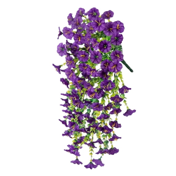 Artificial Petunia Flowers, 2-Piece UV Protected Plastic Hanging Vines, Outdoor Faux Floral Bush For Porch And Patio, Artificial Petunia Flowers For Home Garden And Wedding Decor(Purple)