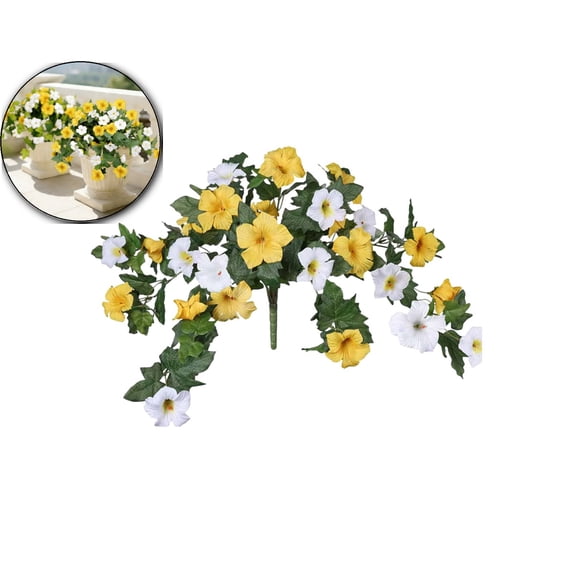 Artificial Petunia Flowers for Outdoors, Fake Flowers for Outdoor Planters UV Resistant Faux Silk Petunias for Garden Porch Yard Balcony Patio Realistic Home Kitchen Decor