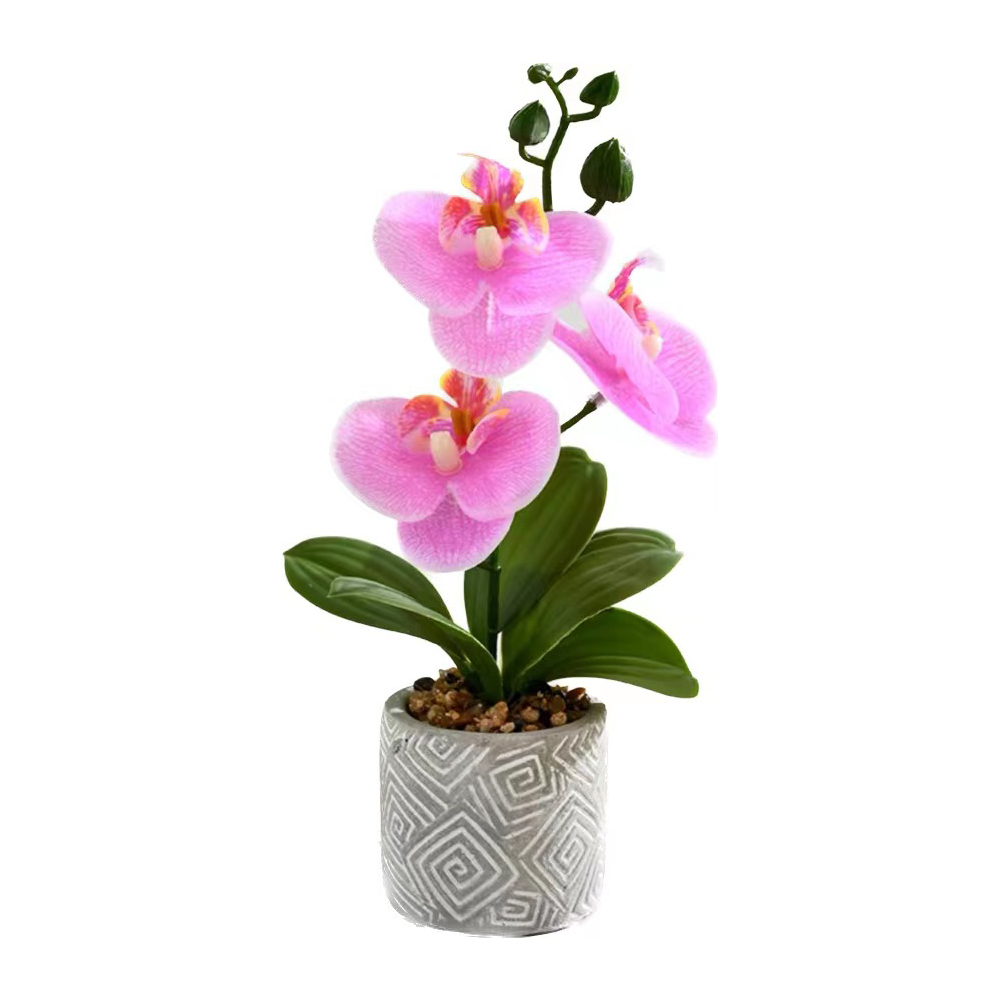 Artificial Phalaenopsis 27cm Artificial Faux Oceania Orchid Arrangement with Vase, Artificial Potted Flowers Phalaenopsis Orch purple