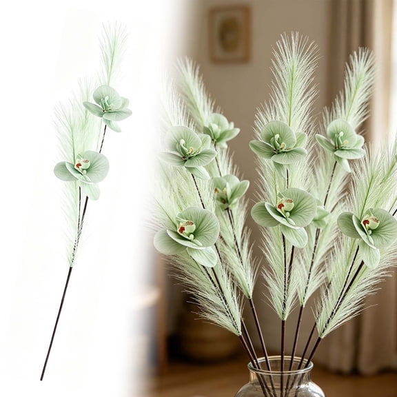 Hgtduk Artificial Phalaenopsis Flower Arrangement, Available in Multiple Colors, Artificial Arrangement for Indoor Home Desk and Hotel Decor, Green