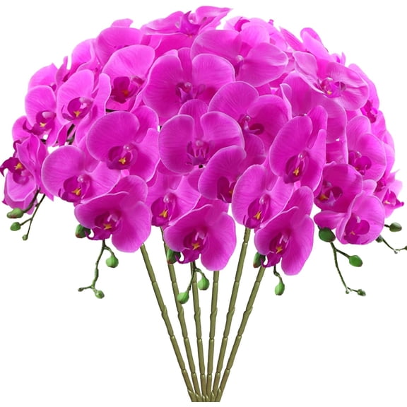 Artificial Phalaenopsis Flowers 3 Inch Artificial Orchid Flowers Stem Plants Fake Flowers for Home Décor (Yellow Piebald)