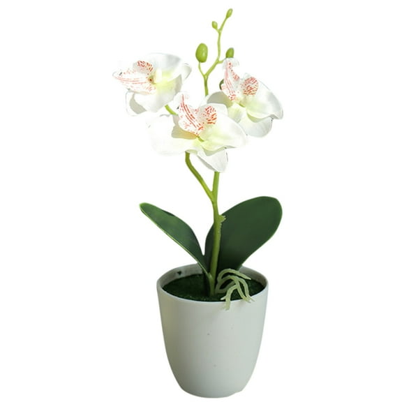 Artificial Phalaenopsis Orchid Flowers with Vase – UV Resistant Faux Potted Plant, Low-Maintenance Greenery for Indoor/Outdoor Decor, Weddings, Office & Home Table Centerpieces