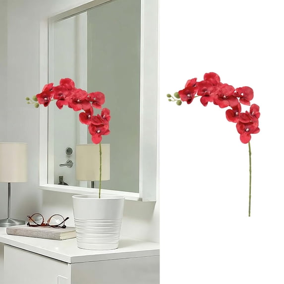Artificial Phalaenopsis Orchid Stem, 9 Heads Latex Phalaenopsis Stems Fake Orchid Spray, Elegant Clustered Orchid Blooms Tall Stem, Artificial Orchid Stem Bouquets for Home Decor 1Pcs