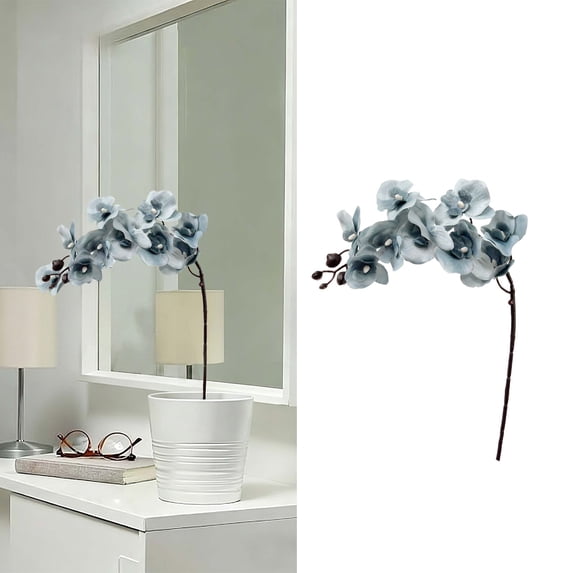 Artificial Phalaenopsis Orchid Stem, 9 Heads Latex Phalaenopsis Stems Fake Orchid Spray, Elegant Clustered Orchid Blooms Tall Stem, Artificial Orchid Stem Bouquets for Home Decor 1Pcs