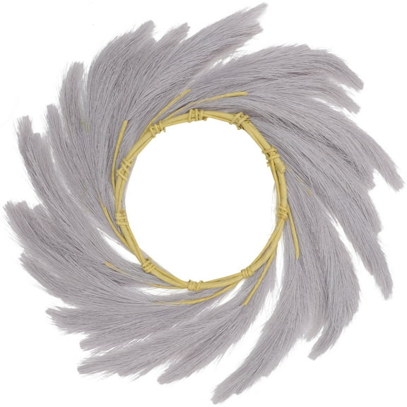 OUNONA Grey Polyester Phragmites Wreath for Home Decor, Look, Seasonal Wall Hanging Decoration