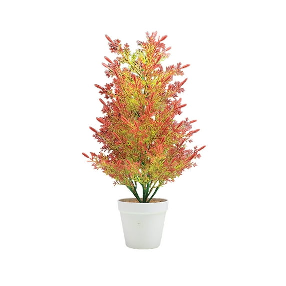 Artificial Pinaster Tree, Christmas Pinaster Tree, Simulation Small Green Pinaster Cedar Bonsai, Durable Plastic Material with Elegant Round White Flower Pot for Living Room Decor