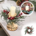 thumbnail image 1 of Artificial Pine and Berry Candle Rings Wreaths Snowy Pine Needle Red Berry Mini Christmas Wreaths for Winter Wedding Home Holiday Party Decorations Mantel Door Table Centerpiece, 1 of 6