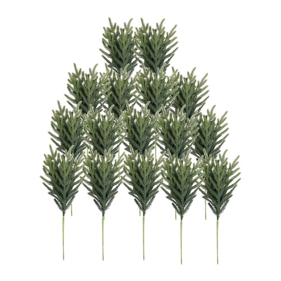Artificial Pine Branches 16 PCS Realistic Christmas Greenery Stems Real Touch Cedar Pine Needles for DIY Crafts Wreath Garland Holiday Home Decoration 18 Inch