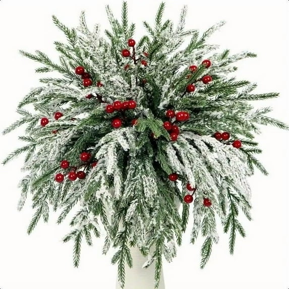 Artificial Pine Branches for Christmas, 10PC Christmas Tree Picks and Sprays, Lifelike Greenery for Wreaths, Winter Vase Fillers, Holiday Craft Decorations