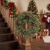 Artificial Pine Cedar Twig Christmas Wreath with Red Berries Pine Cones for Door Window Wall Fireplace Holiday Decoration 18 Inch