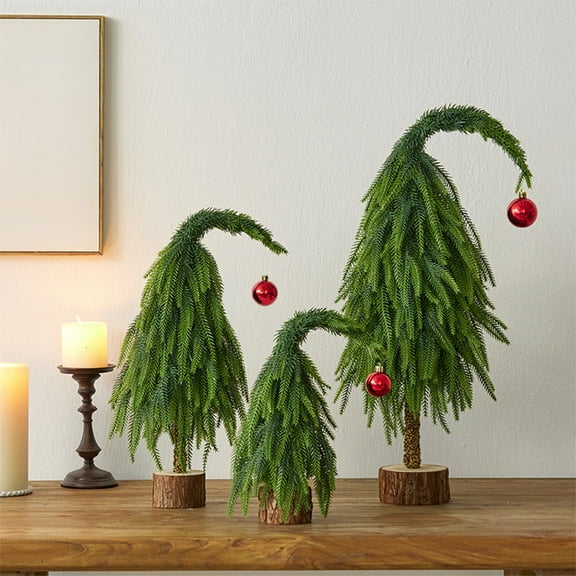Artificial Pine Christmas Tree | Desktop Tabletop Green Simulation Tree | Plastic Festive Holiday Ornament | Small Space Decor | 30/45/60cm | Durable Gift Decoration