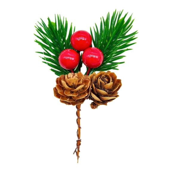 Artificial Pine Cone and Red Berry Picks for Christmas Decor 3.93 Inch Evergreen Branches Stems DIY Floral Craft Wreath Garland Xmas Tree Ornaments Home Festive Gift Wrapping Supplies