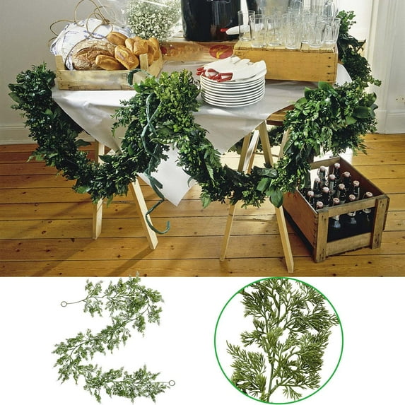 Artificial Pine Garland Christmas Rattan with Realistic Green Needles | Soft Glue Cypresses Leaves | 1.8M Waterproof Door Wall Hanging Decoration | Indoor Outdoor Home Décor