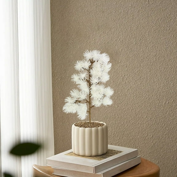 Artificial Pine Needle Branches for Landscaping - Lifelike Garden Decoration, Fake Pines Needle Branches Accessories, 13 Inch,White