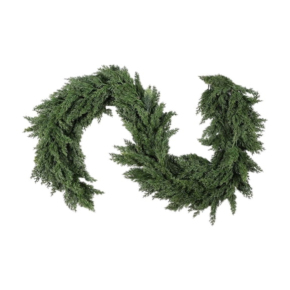 Artificial Pine Needle Garland – 6ft Simulation Soft Rubber Pines Rattan Christmas Decoration for Mantel, Doorway, Staircase, Wedding, Party, Indoor Outdoor Greenery