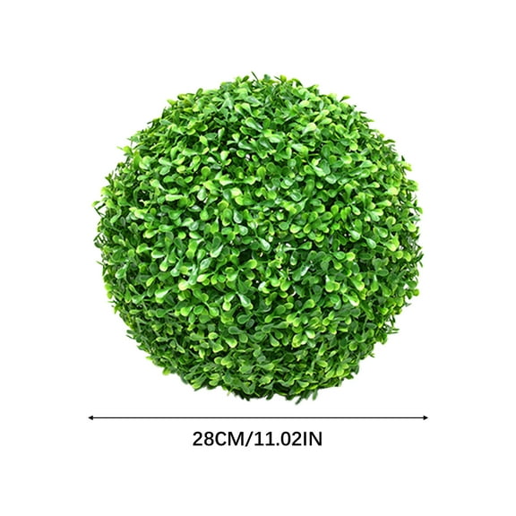 Artificial Pine Needle Grass & Boxwood Ball Topiary, Weatherproof Outdoor Indoor Decor for Entrance Patio Living Room