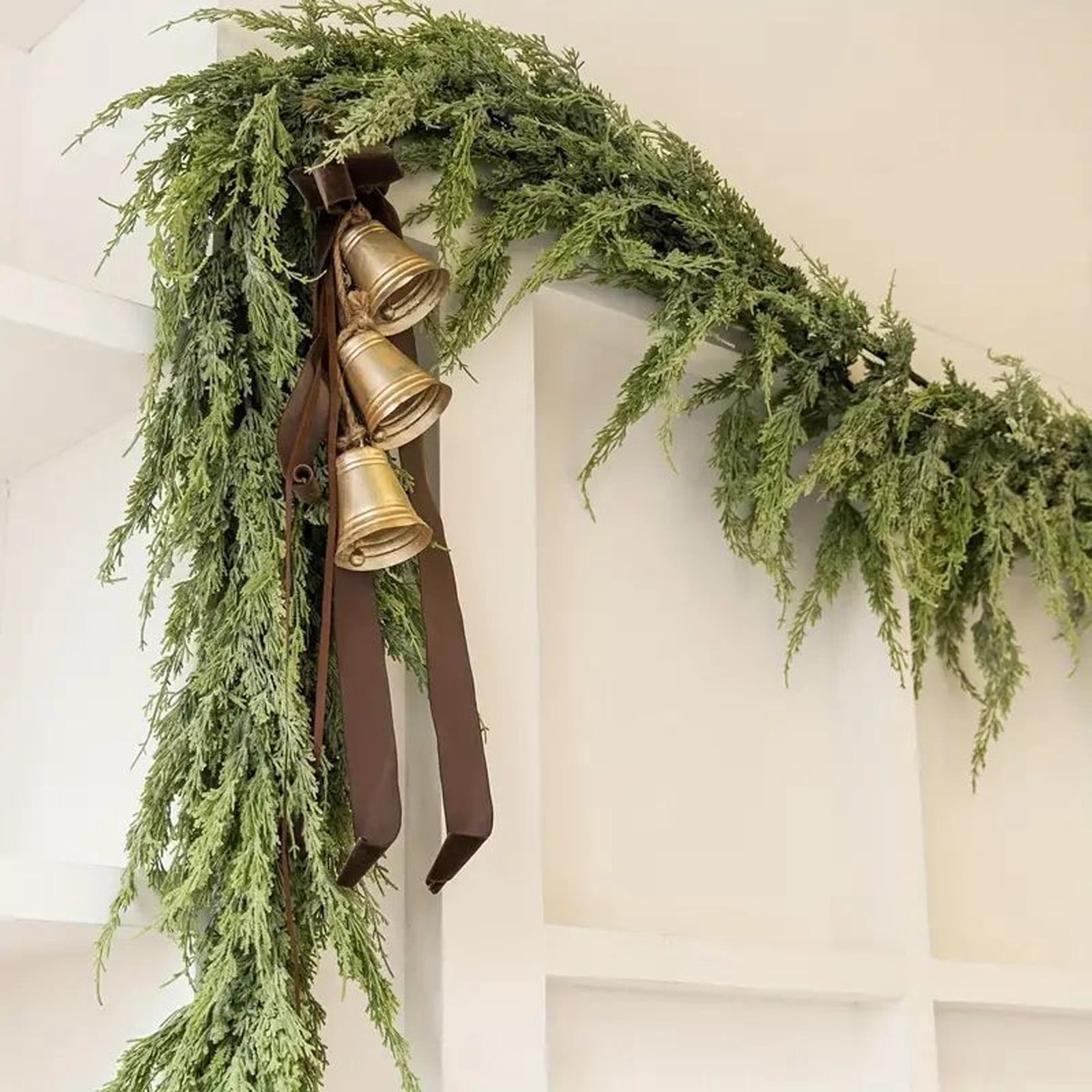 Artificial Pine Needle Leaf Rattan Christmas Garland Wreath for Mantel ...